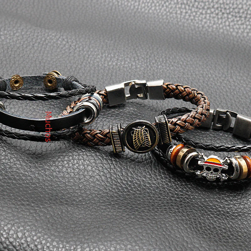 Anime Leather Bracelets: One Piece, Naruto & Attack On Titan