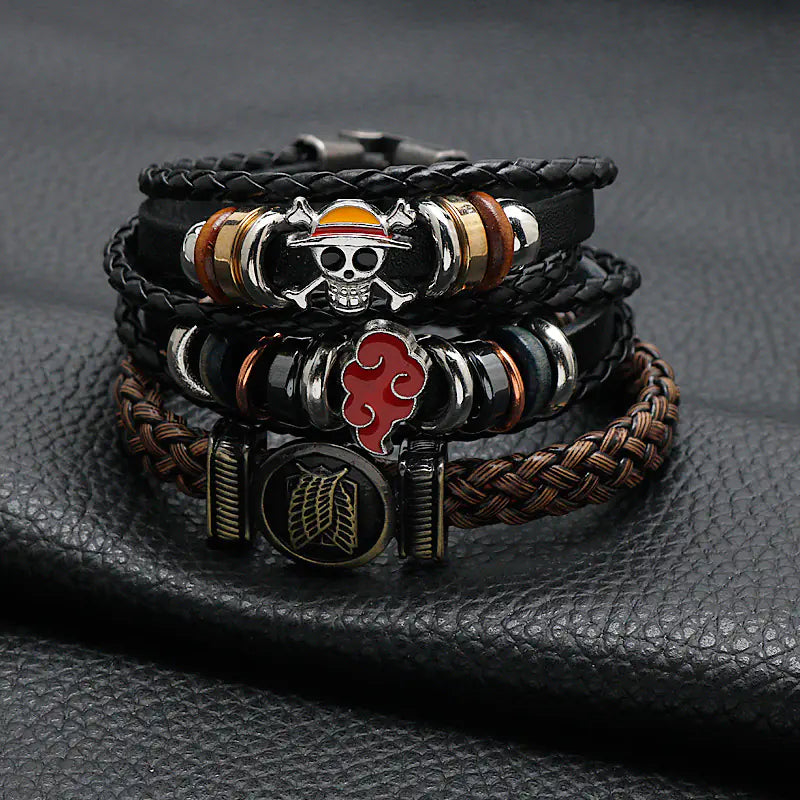 Anime Leather Bracelets: One Piece, Naruto & Attack On Titan