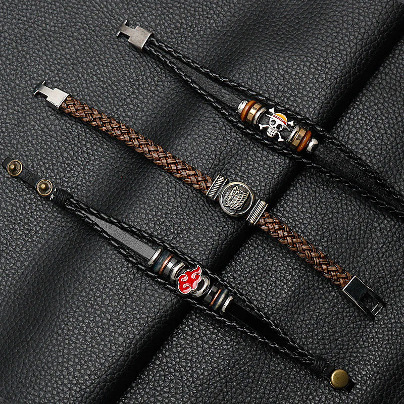 Anime Leather Bracelets: One Piece, Naruto & Attack On Titan
